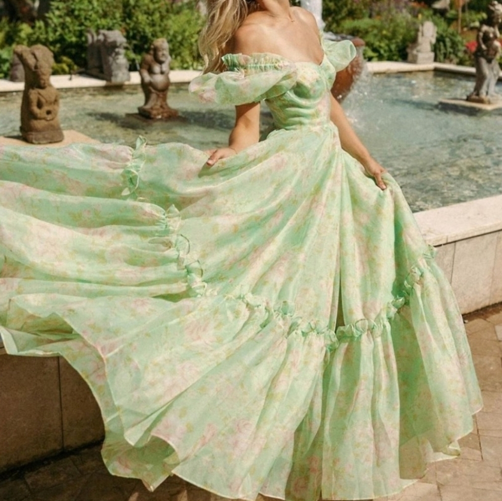 SOLD The Acid Trip Ritz Dress - Green Floral